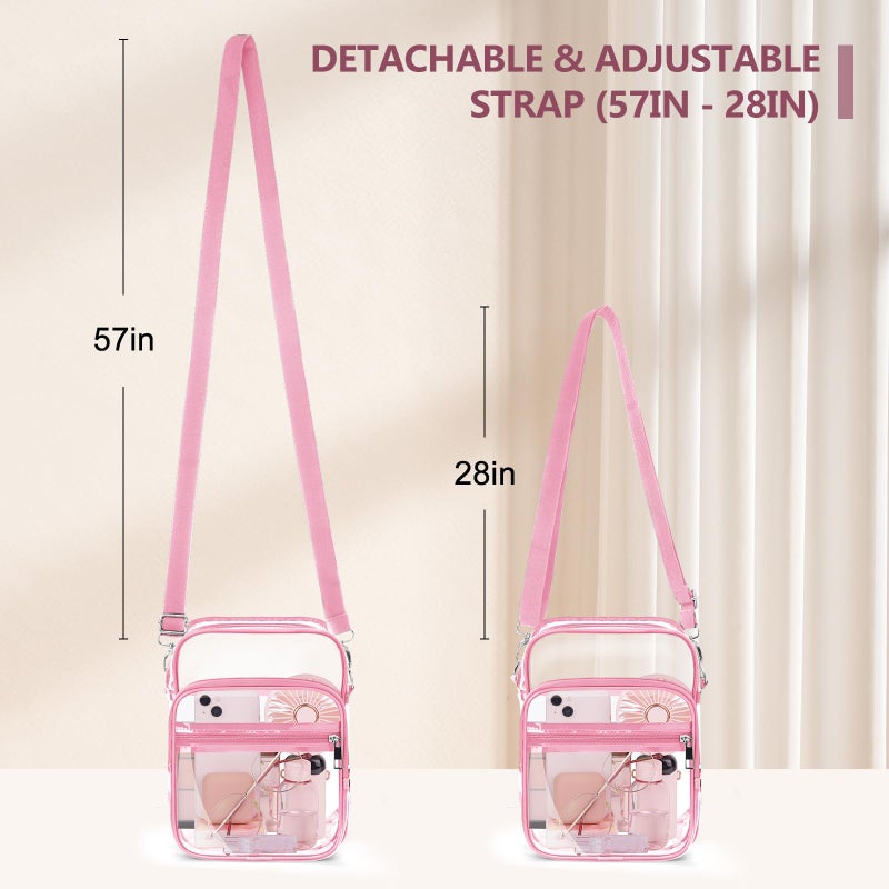 Blvornl Clear Crossbody Bag with Adjustable Shoulder Strap, Pink-small - Image 2